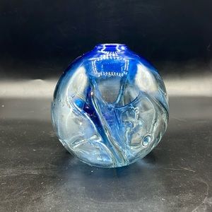 Paul Manners Stickman Studio Art Blue Glass Vase